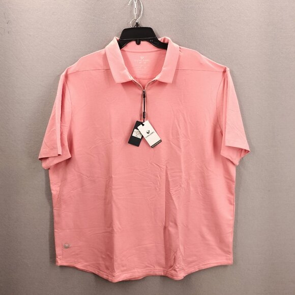 BNWT Vancamel Mens Polo Zipper Shirt 3XL Peach LUX Cotton Flex Breathable Casual - Picture 1 of 7
